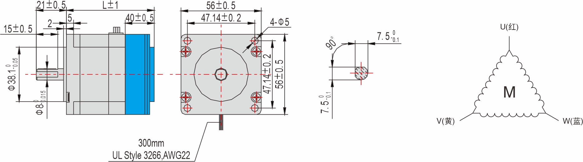 英士達(dá)機(jī)電 56mm帶剎車步進(jìn)電機(jī)