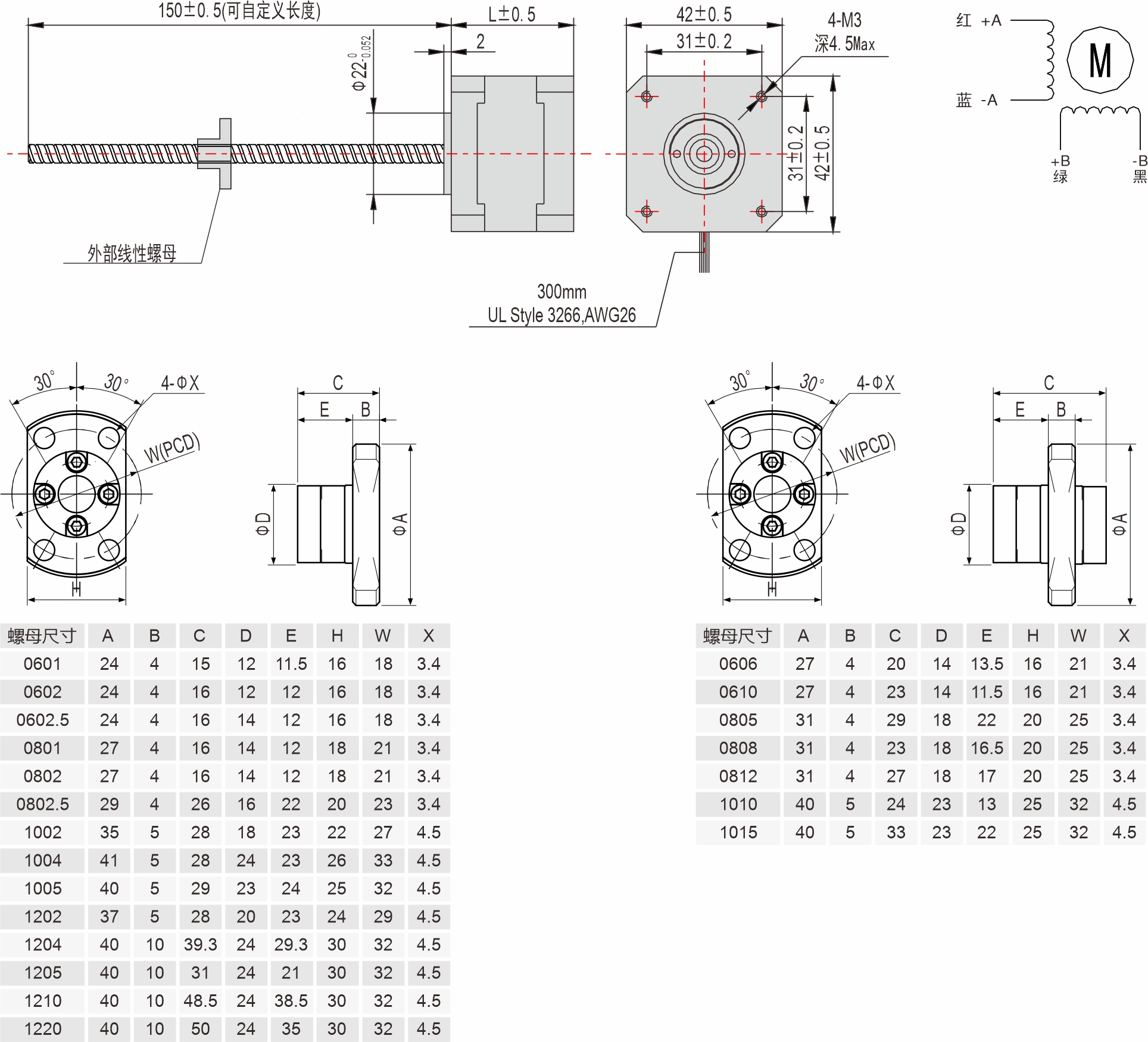 英士達(dá)機(jī)電 42mm滾珠絲杠直線步進(jìn)電機(jī)